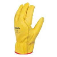  GANTS FLEUR CUIR JAUNE T10 