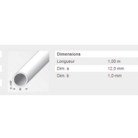  TUBE ROND 12 MM ALU ARGENT 1M 