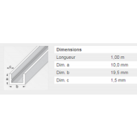  U 10X19,5X1,5 ALU ARGENT 1M 