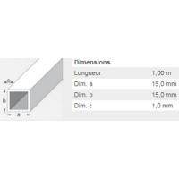  TUBE CARRE15X15 ALU ARGENT 1M 