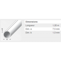  TUBE ROND 7,5X5MM PVC BLANC 1M 