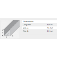  U CARRE 7,5X1MM ALU BLANC 1M 