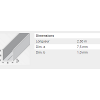  U CARRE 7,5X1MM PVC BLANC 2,5M 