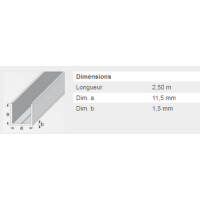  U CARRE 11,5X1,5 PVC BLC 2,5M 