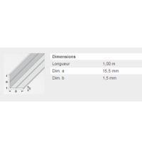  CORNIERE 15,5X1,5MM ALU BLC 1M 