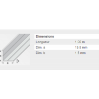  CORNIERE 19,5X1,5MM ALU BLC 1M 