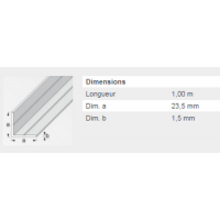  CORNIERE 23,5X1,5MM ALU BLC 1M 