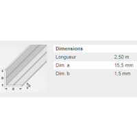  CORNIERE 15,5X1,5 ALU BLC 2,5M 
