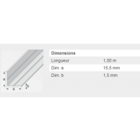  CORNIERE 15,5X1,5MM PVC BLC 1M 