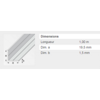  CORNIERE 19,5X1,5MM PVC BLC 1M 