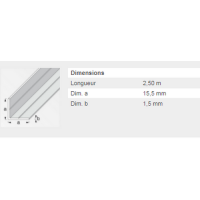  CORNIERE 15,5X1,5 PVC BLC 2,5M 