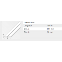  PLAT 23,5X2MM PVC BLANC 1M 