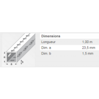 TUBE CARRE PERFO 23,5MM ALU 1M 