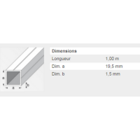  TUBE CARRE 19,5X16MM ALU 1M 