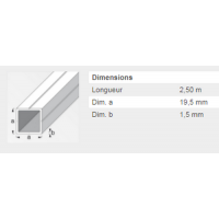  TUBE CARRE 19,5X16MM ALU 2,5M 