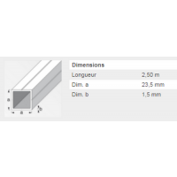  TUBE CARRE 23,5X20MM ALU 2,5M 