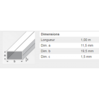  TUBE RECT 11,5X19,5X8MM ALU 1M 