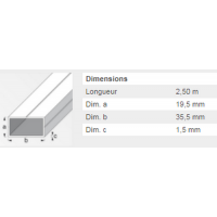  TUBE RECT 19,5X35,5X16 ALU2,5M 