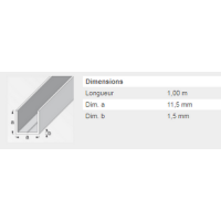  U CARRE 11,5X1,5MM ALU BRUT 1M 