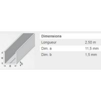  U CARRE 11,5X1,5MM ALU 2,5M 