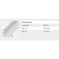  CORNIERE 19,5X1,5MM ALU 2,5M 