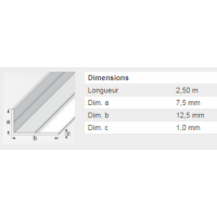  CORNIERE 7,5X12,5X1 ALU 2,5M 