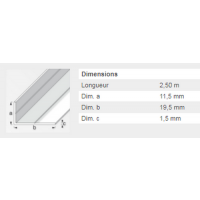  CORNIERE 11,5X19,5X1,5 ALU2,5M 