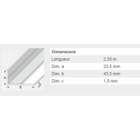  CORNIERE 23,5X43,5X1,5 ALU2,5M 