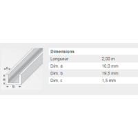  U 10X19,5X1,5 ALU ARGENT 2M 