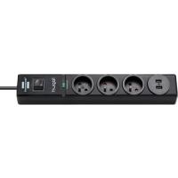  BLOC PRISES 3PC+2USB HUGO NOIR 