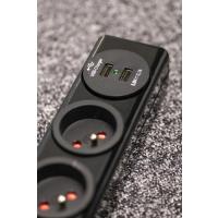  BLOC PRISES 3PC+2USB HUGO NOIR 