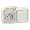  PRISE DBLE HZ 2P+T PLEXO BLANC 
