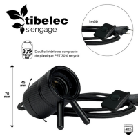  DOUILLE METAL NOIR E27 +PIEDS 