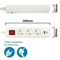  BLOC 3 PRISES 2P+T 16A + INTER 