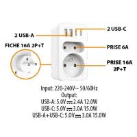  BIPLITE 2P+T 16A + 6A + USB 